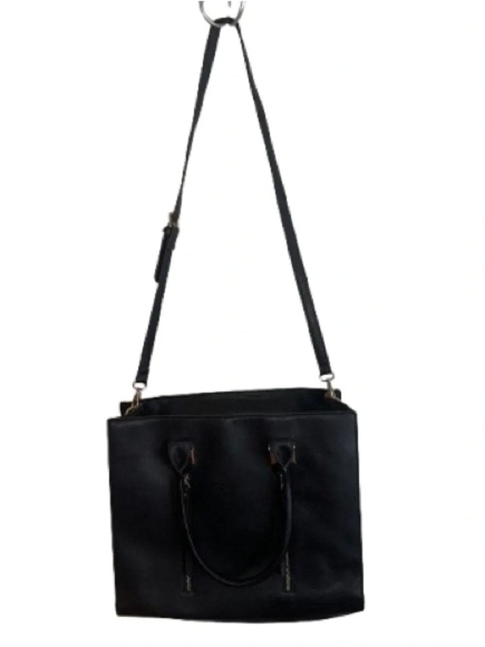 Carlos by Carlos Santana Black Leather Laptop Tote with Removable Strap